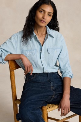 Embroidered-Logo Chambray Shirt 