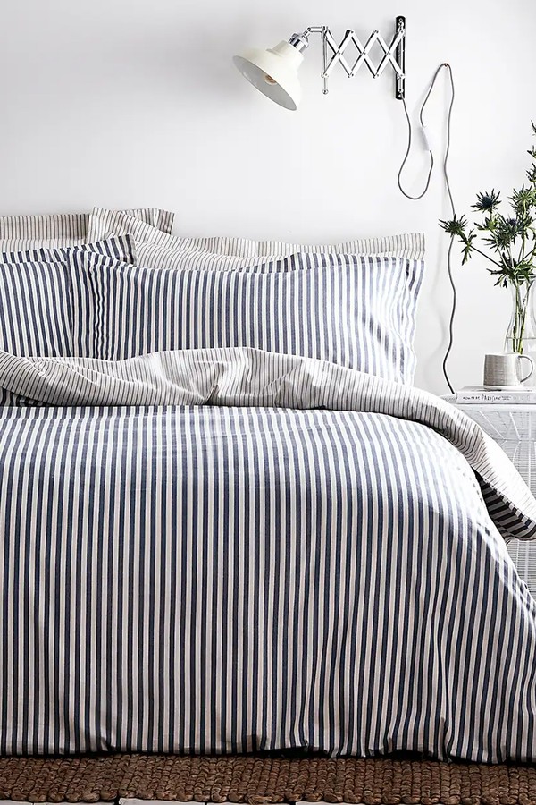 The Linen Yard Hebden Reversible 100% Cotton Duvet Cover & Pillowcase Set