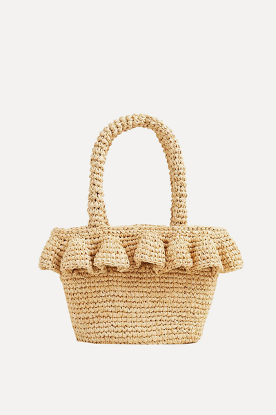 Small Raffia Ruffle-Hem Bag from J.Crew