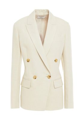 Double-Breasted Linen-Blend Twill Blazer from Vince