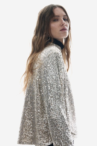 Sequined Turtleneck Top