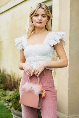 White Buttercup Bunch Frill Crop Top from Rixo