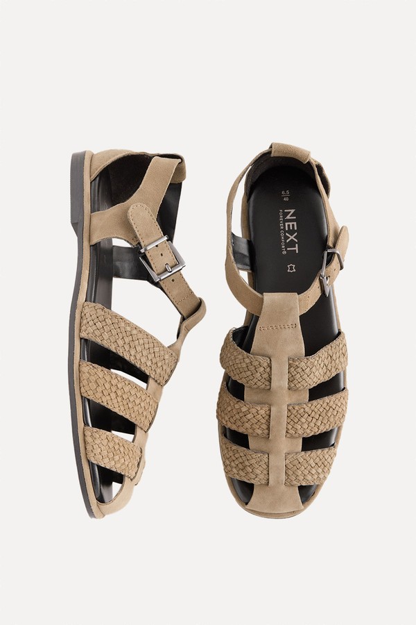Leather Round Closed Toe Weave Detail Fisherman Sandals from NEXT