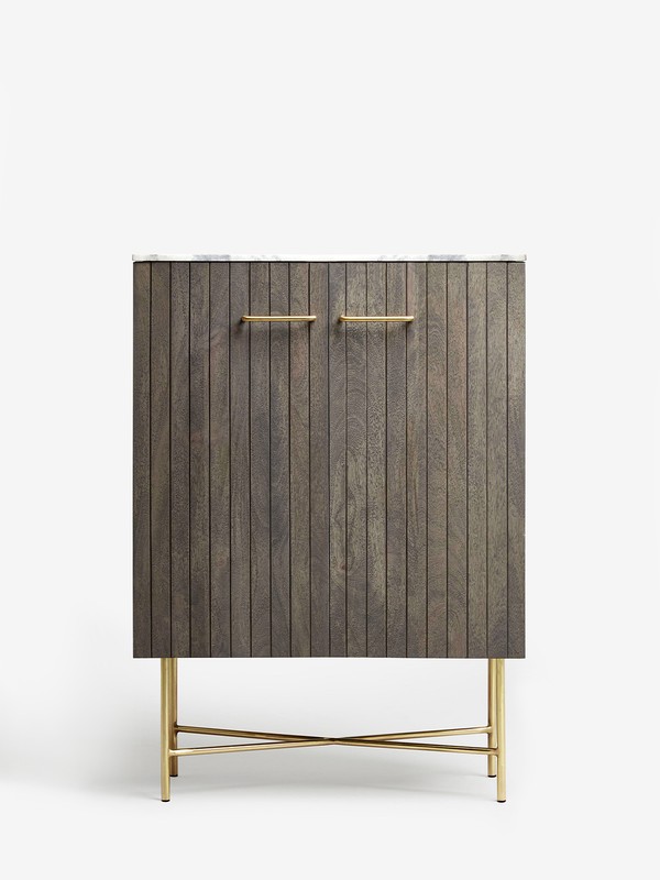 Piano Mango Wood And Marble Drinks Cabinet, £750