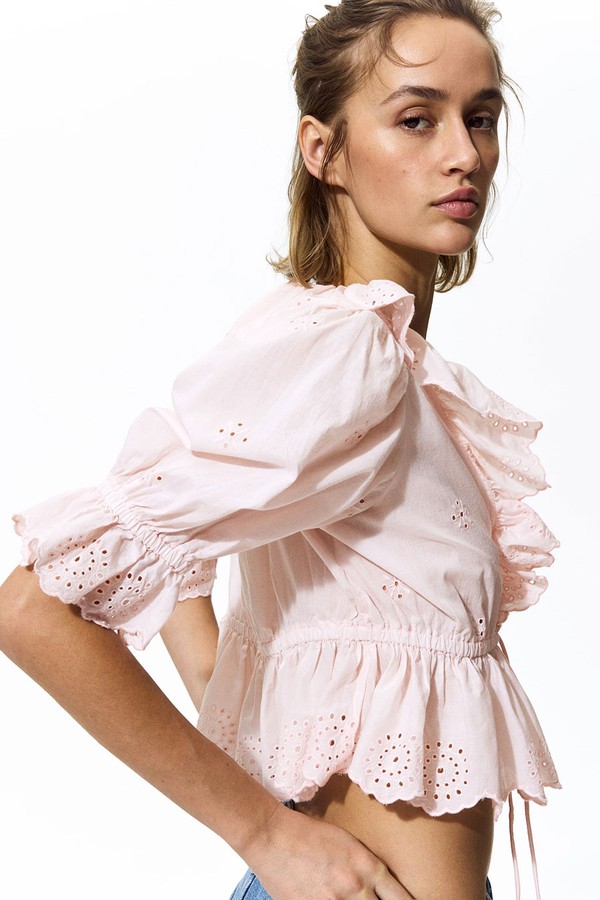 Broderie Anglaise Cotton Blouse from H&M