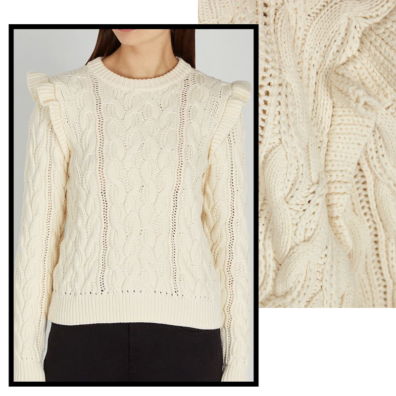 Sofia Cream Cable-Knit Cotton-Blend Jumper from Frame