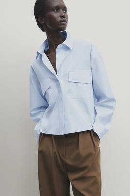 Cotton Poplin Shirt With Pockets from Massimo Dutti