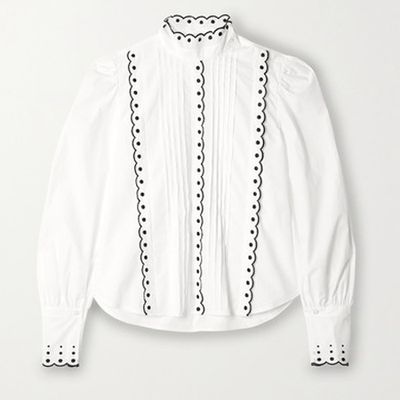 Pintucked Embroidered Cotton-Poplin Blouse from See By Chloe