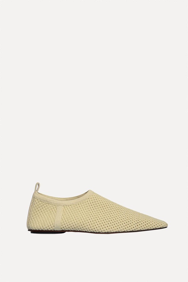 Buju Mesh-Knit Square-Toe Slip-On Shoes