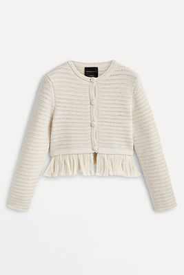 Crochet Knit Cardigan With Fringing from Massimo Dutti