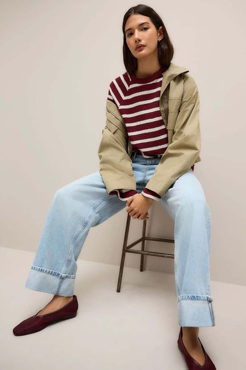 Stripe Long Sleeve Crew Neck Jumper