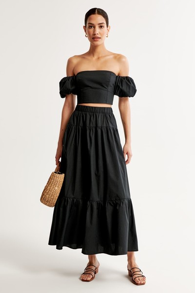 Poplin Tiered Maxi Skirt