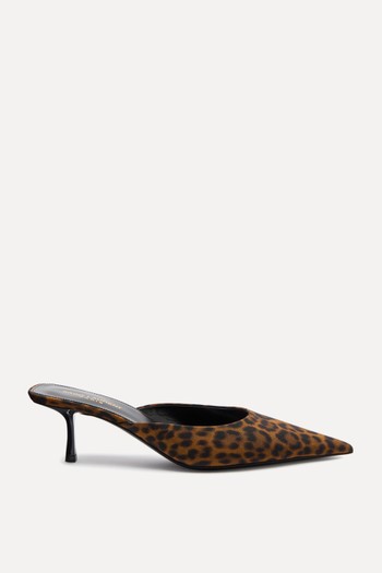 Barbara 55 Animal-Print Grosgrain Mules from SAINT LAURENT