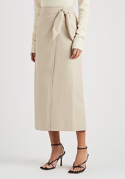 Amas Cream Faux Leather Wrap Skirt from Nanushka