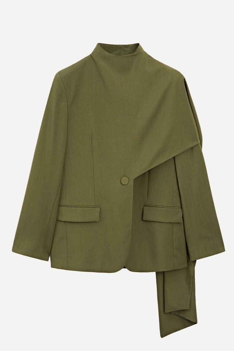 100% Wool Scarf Blazer from Massimo Dutti