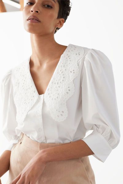 Embroidered Collar Puff Sleeve Shirt from & Other Stories