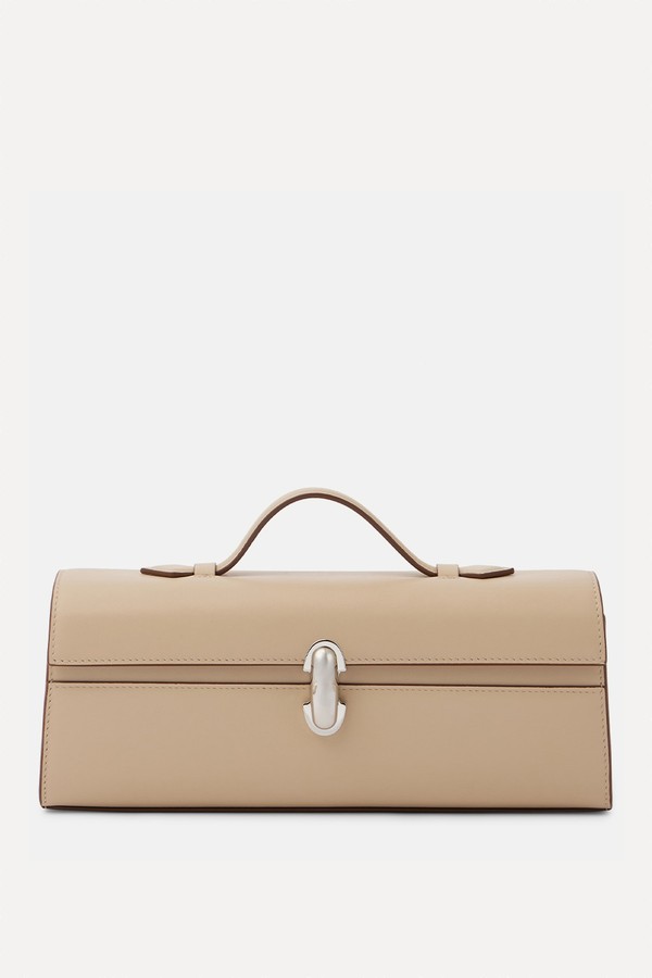 Slim Symmetry Pochette Leather Top-Handle Bag from Savette