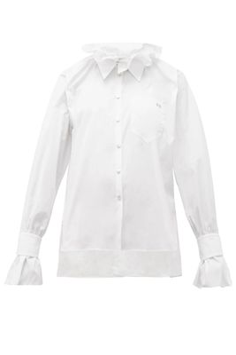 Ruffled-Collar Cotton-Poplin Shirt from Hillier Bartley