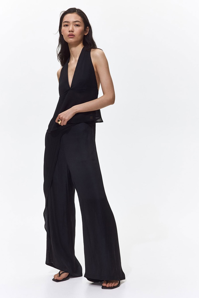 Wrap-Detail Satin Trousers