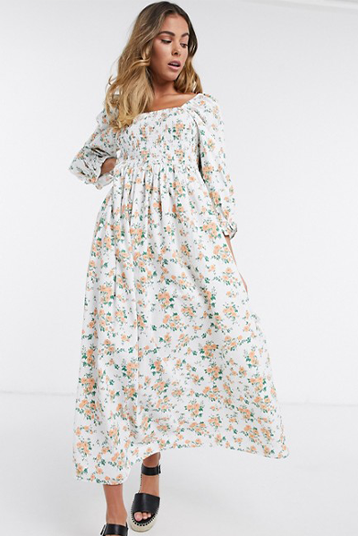 Shirred Cotton Maxi Dress from ASOS