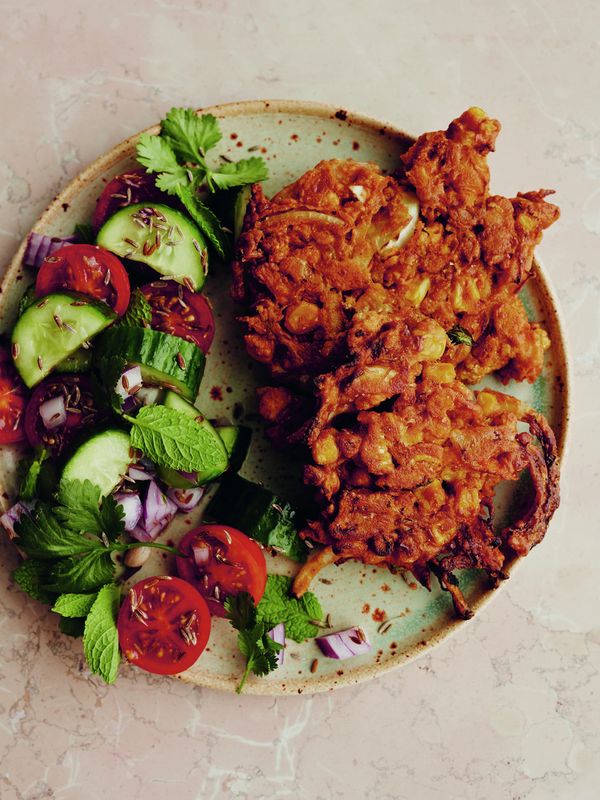 Crispy Veg Fritters & Kachumber Salad