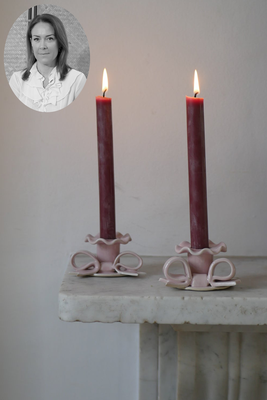 Ceramic Bow Pink Candle Holder, £35 | Marla & Primrose