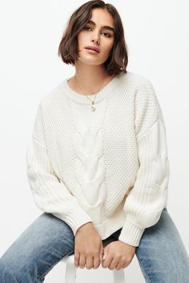 Cable-Knit Balloon Sleeve Sweater from J. Crew