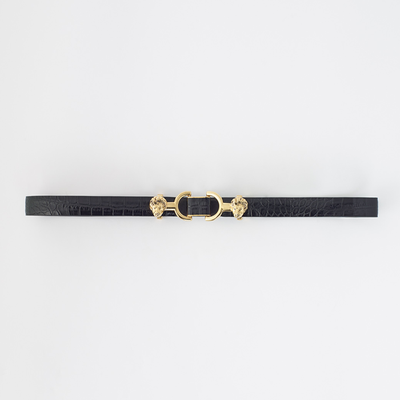 Croc-Effect Leather & Horsebit Belt from Maje