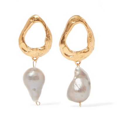 The Infernal Storm Gold Plated Pearl Earrings
