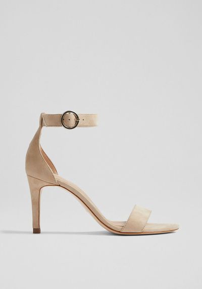 Ivy Beige Suede Heeled Sandals