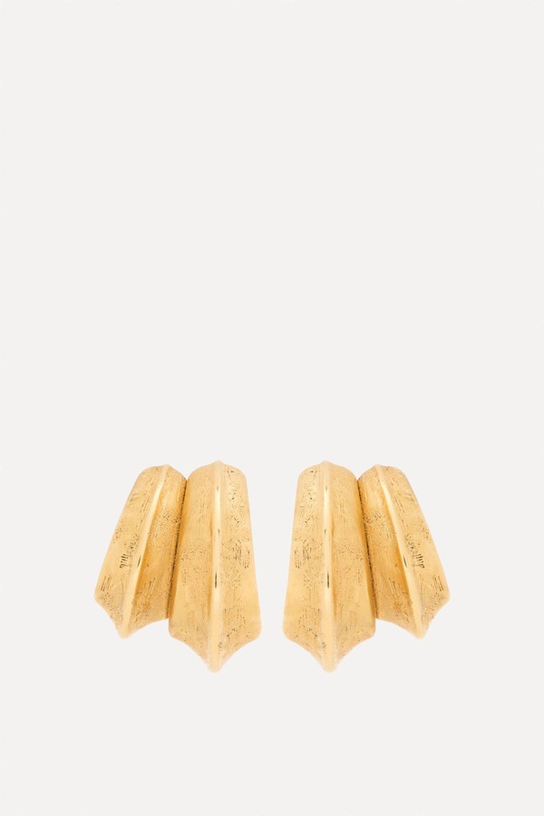 Bo Pointes Arrondies Sculpted Gold-Tone Earrings from SAINT LAURENT