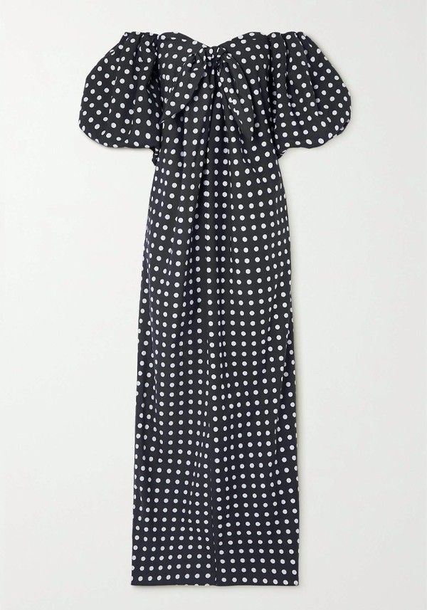 Reyna Off The Shoulder Polka Dot Cotton Blend Maxi Dress from Caroline Constas