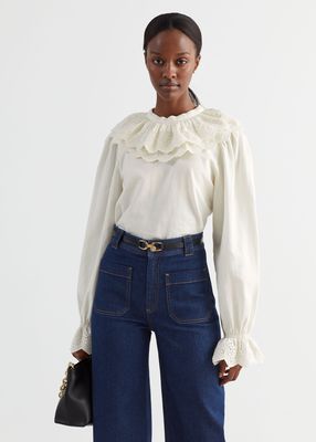 Embroidered Statement Collar Blouse, £75