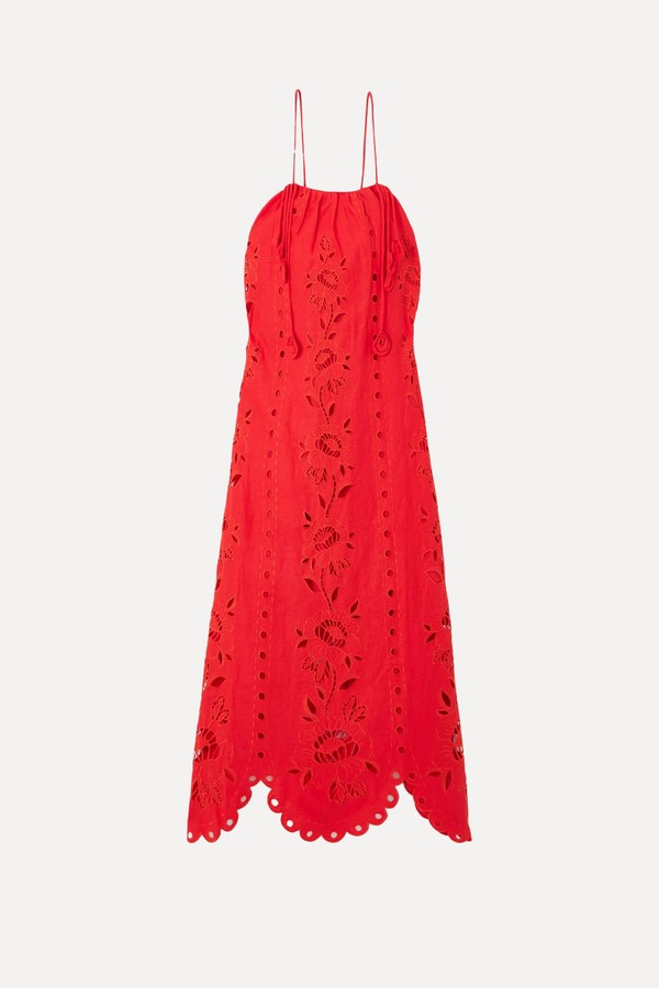 Embellished Broderie Anglaise Linen-Blend Midi Dress from FARM RIO