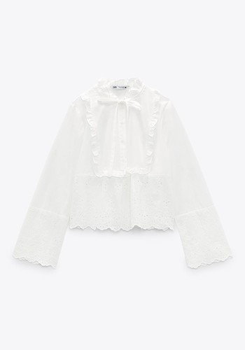 Embroidered Blouse With Pintucks