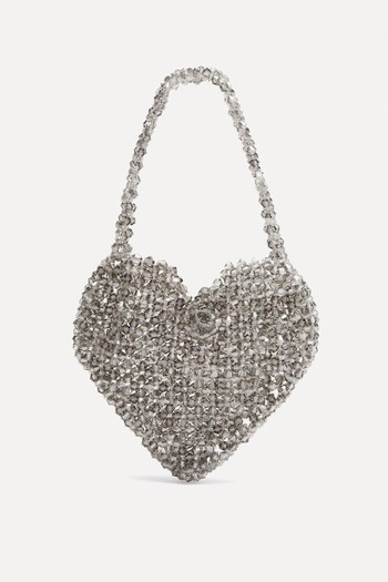 Black Swan Mini Beaded Heart Top Handle Bag from Sister Jane