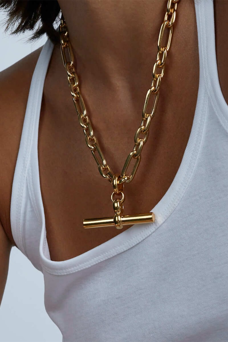 Giant Gold T-Bar Watch Chain Necklace from Tilly Sveaas