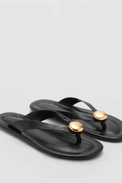 Leather Sandals With Adornment from Mango