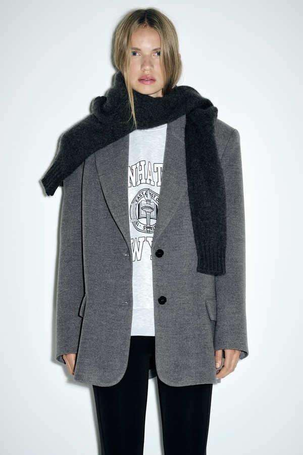Straight Blazer With Padded Shoulders from Zara