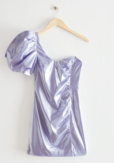 Metallic One-Shoulder Mini Dress