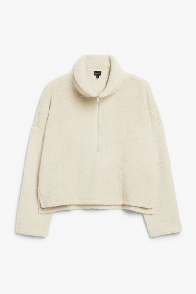 Faux Fleece Half-Zip Sweater from Monki