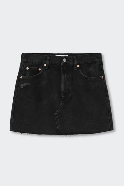 Denim Miniskirt With Frayed Hem from Mango