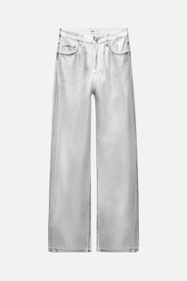 TRF High-Waist Metallic Jeans from Zara