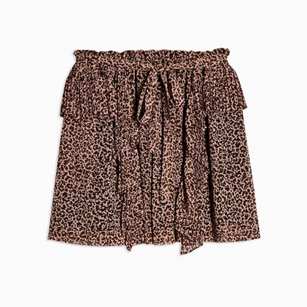 Leopard Print Ruffle Mini Skirt