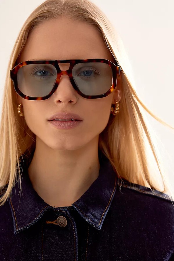 The Juno Acetate Oversized Aviator Sunglasses from Anthropologie
