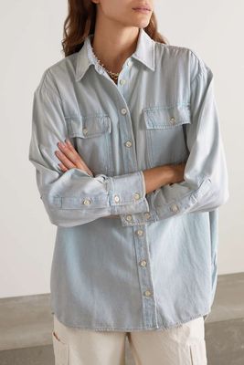 The Ranch Distressed Denim Shirt from The Great.