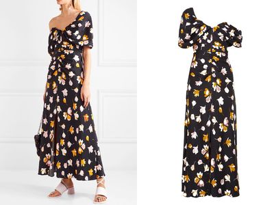 Off-the-shoulder Floral-Print Satin Maxi Dress from Self-Portrait