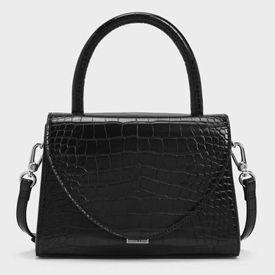 Croc-Effect Structured Top Handle Bag from Charles & Keith