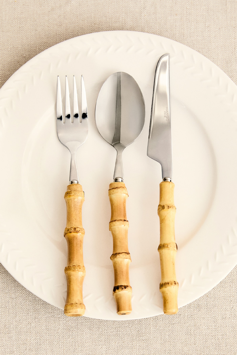 Cutlery Set With Bamboo Handles