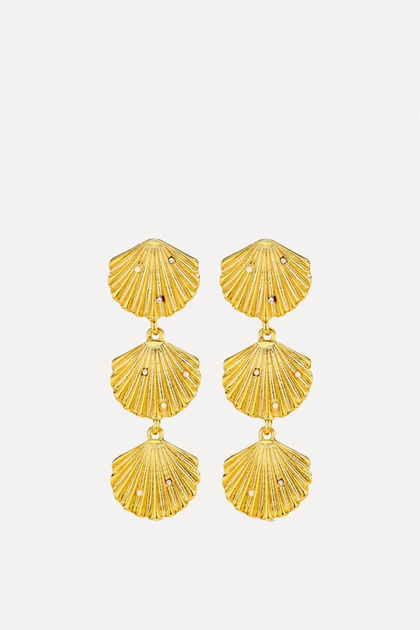 Statement Embellished Shell Drop Earrings from Orelia